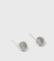 New Look Sterling Silver Diamante Circle Stud Earrings